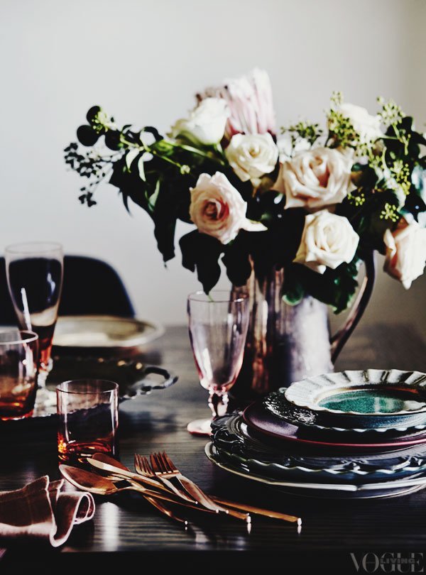 {pale roses & glittery walls in vogue living australia}