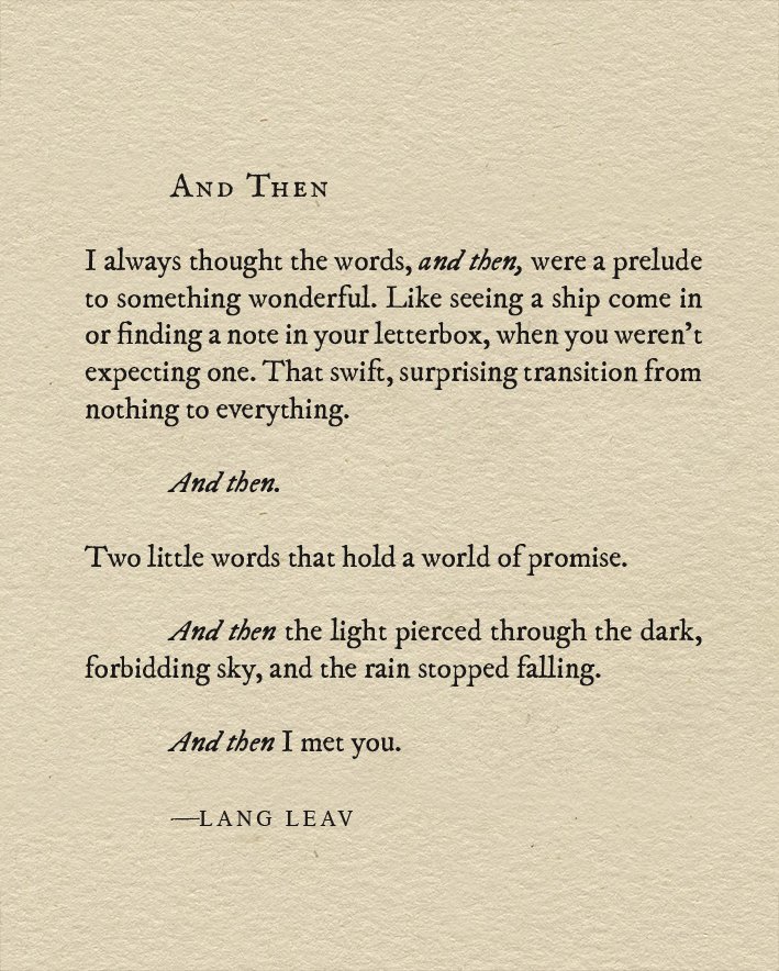 Thought of the Day: And Then by Lang Leav