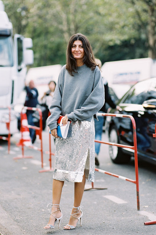 Autumn Style Inspiration: Sweatshirts with Sequins & Deep Blue Coats