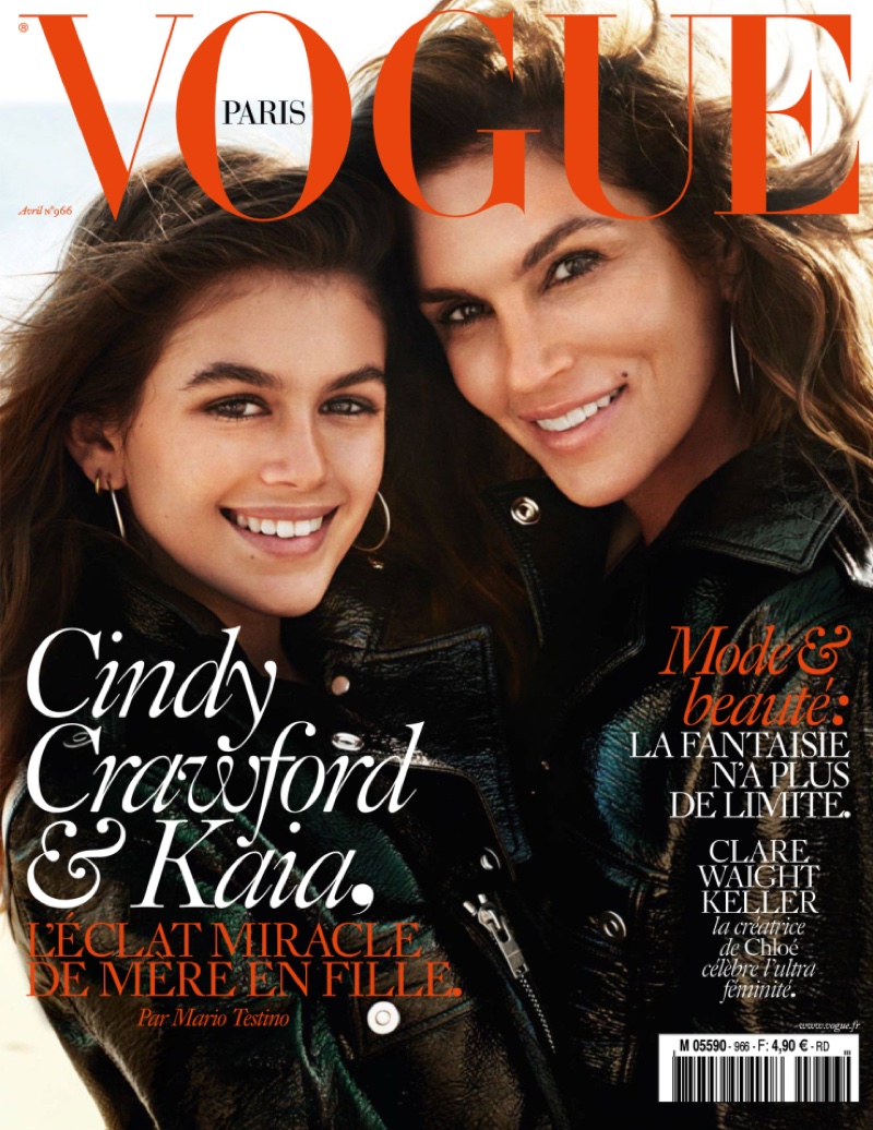 Fashion Editorial: Cindy Crawford & Kaia Gerber by Mario Testino for Vogue Paris April 2016