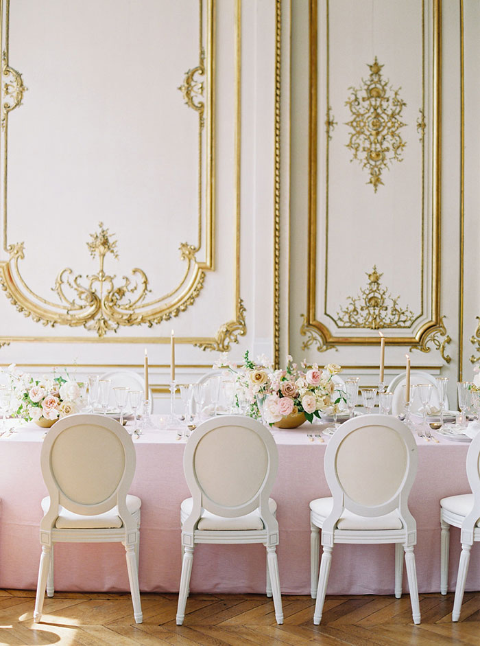 Table Setting Inspiration: Romantic Soft Colours & Gilded Boiserie