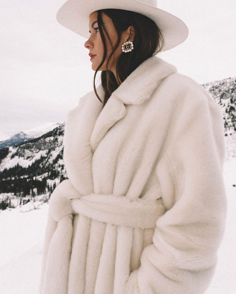 Style File | Mini Trend - Big Fluffy White Coats for Cosy Winter Days