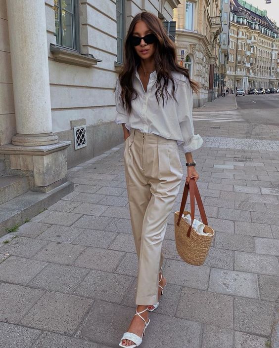 Style File | Mini Trend: A White Top with Cream-Coloured Trousers
