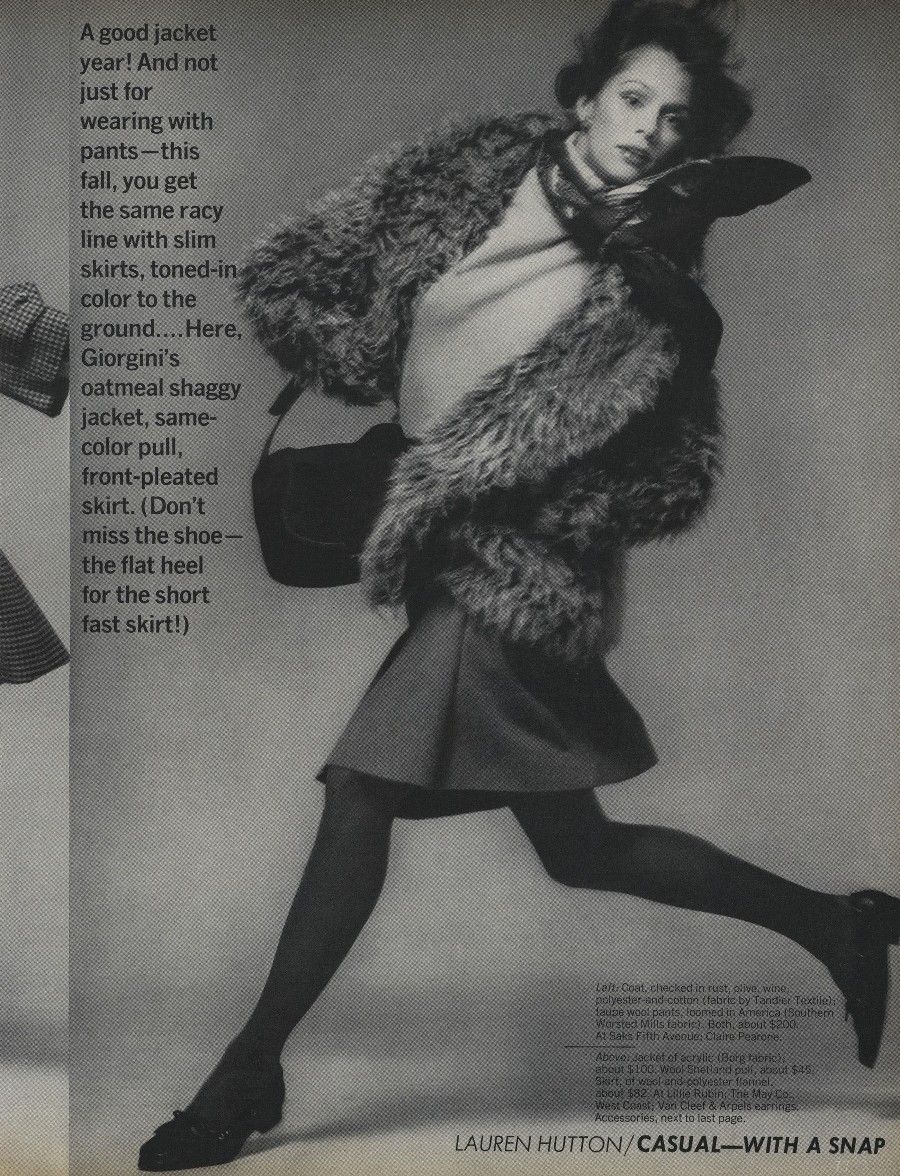 In Fashion | Vintage Editorial: Lauren Hutton by Richard Avedon for US Vogue August 1973 – The Kinds of Clothes American Loves Best