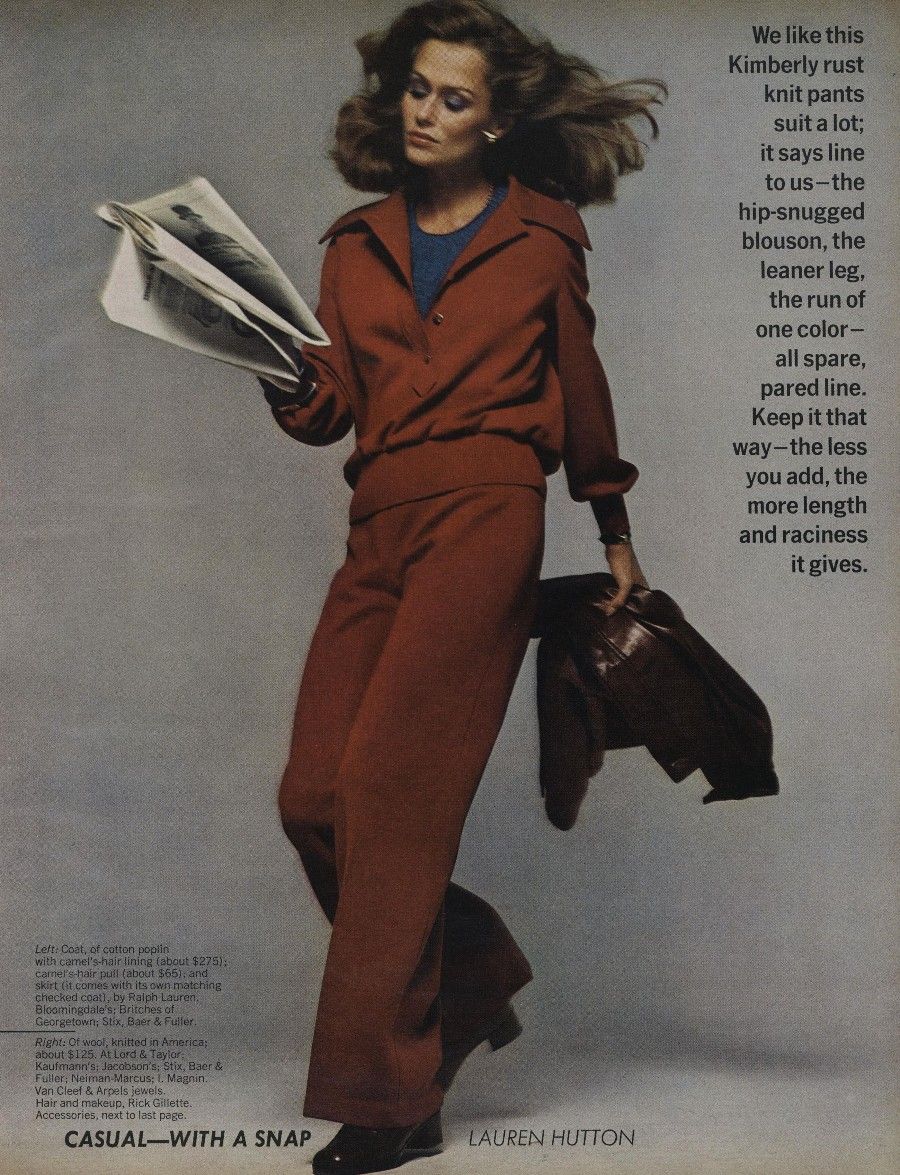 In Fashion | Vintage Editorial: Lauren Hutton by Richard Avedon for US Vogue August 1973 – The Kinds of Clothes American Loves Best